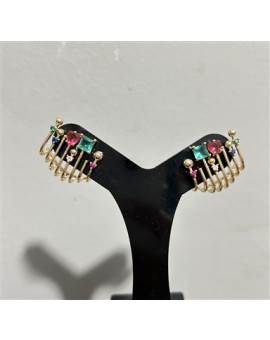 Brinco Dourado com Pedras Coloridas