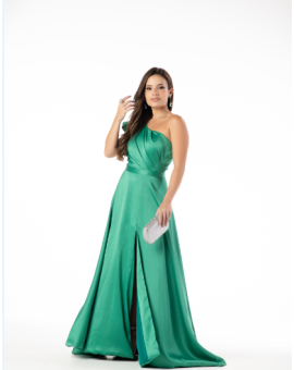 Vestido Verde Bandeira Drapeado e Babado