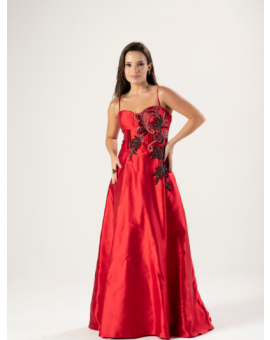 Vestido Vermelho Bordado Canutilho