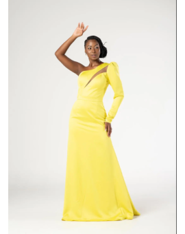 Vestido Amarelo Manga Única Sereia