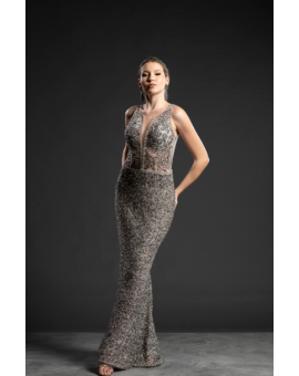 Vestido Prata Bordado Cnutilho
