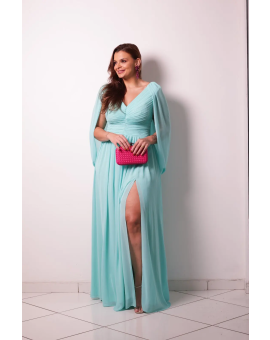 Vestido Tiffany Drapeado com Capa