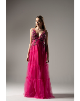 Vestido Pink Duas Alcinhas e Tule Bordado