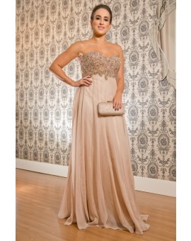 Vestido Nude Top Bordado