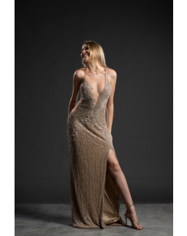 Vestido Prata Sereia com Fenda