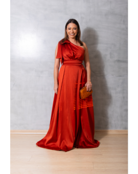 Vestido Alfaiataria Terracota Laço no Ombro