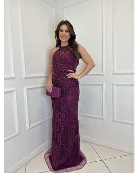 Vestido Fúcsia Uva Bordado
