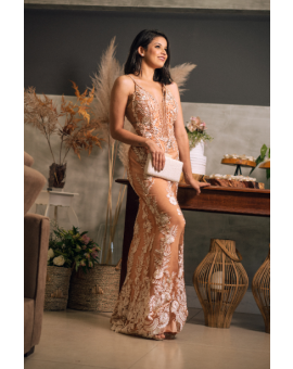Vestido Rosê Perolado