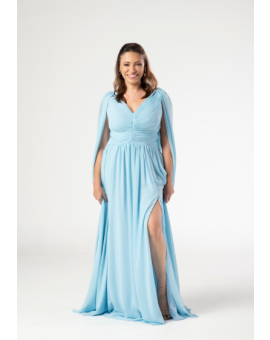 Vestido Tiffany Drapeado com Capa