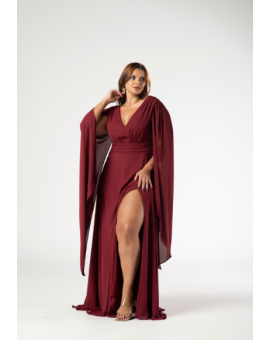 Vestido Marsala Fluido Decote V