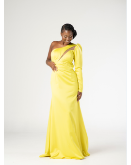 Vestido Amarelo Manga Única