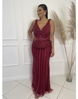 Vestido Marsala Bordado