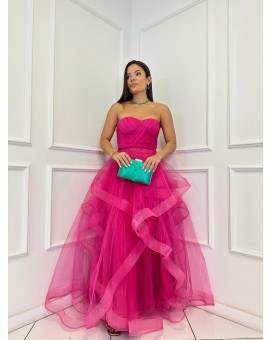 Vestido Tomara - Que - Caia Pink Tule