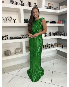 Vestido Verde Bandeira Paetês