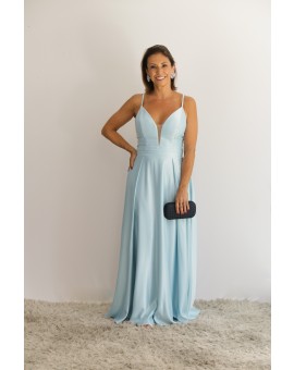 Vestido Azul Claro Trançado nas Costas