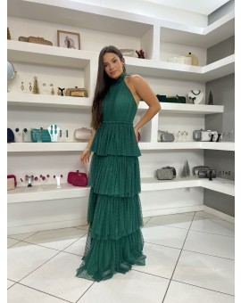 Vestido Verde Tule Frente Única 