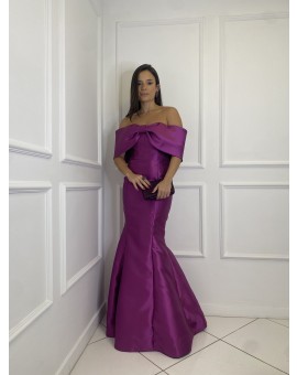 Vestido Uva Sereia com Laço no Busto