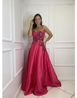 Vestido Pink Bordado na Cintura 