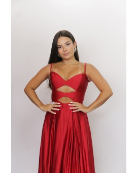 Agilitá - Vestido Vermelho com Recortes Frontais