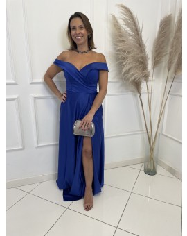 Vestido Azul Royal Ombro a Ombro