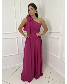 Vestido Fúcsia Um Ombro Só