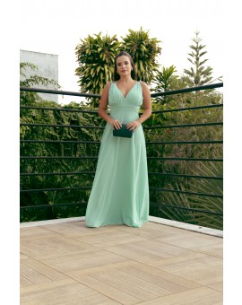Vestido Verde Busto Drapeado