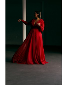 Vestido Marsala Manga Longa