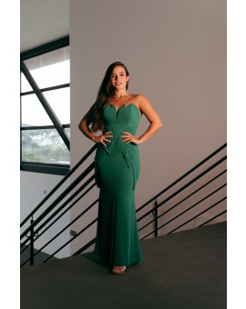 Vestido Verde Esmeralda Modelo Folha