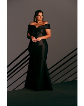 Vestido Preto Ombro a Ombro Estruturado