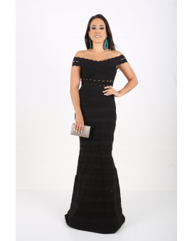 Vestido Bandagem Black - Ombro a Ombro 
