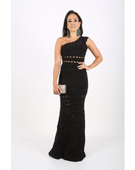 Vestido Bandagem - Ombro Só Black 