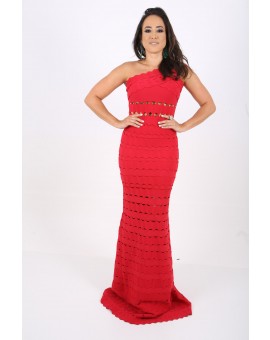 Vestido Bandagem Vermelho - Um ombro Só
