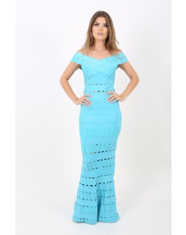 Vestido Bandagem - Acetinado Sky