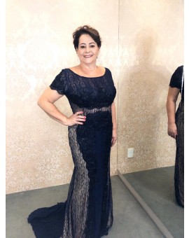 Vestido Azul Bordado