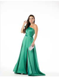 Vestido Verde Bandeira Drapeado e Babado