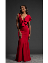 Vestido Vermelho Babado em um Ombro Só
