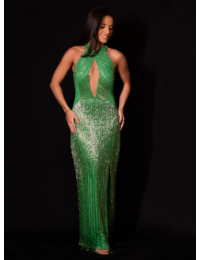 Vestido Verde Bordado Franjas