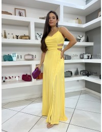 Vestido Amarelo Recorte e Fenda