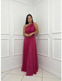 Vestido Pink Um Ombro Só Fenda 