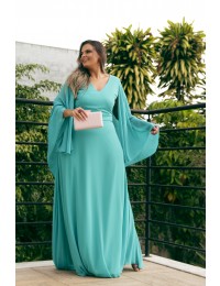 Vestido Verde Tiffany Manga Longa Fluido