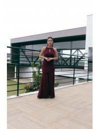 Vestido Marsala Fenda Recorte