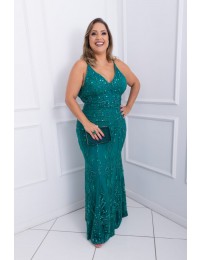 Vestido Verde Esmeralda sereia Bordado