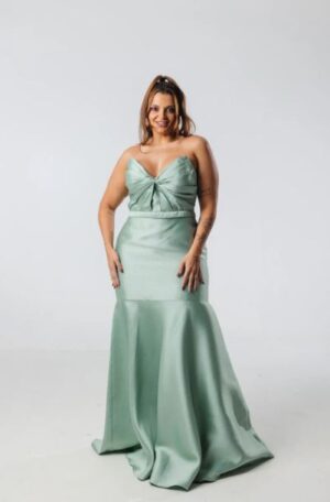 Vestido Verde Menta Sereia TQC Decote Cruzado