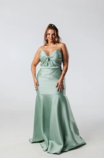 Vestido Verde Menta Sereia TQC Decote Cruzado