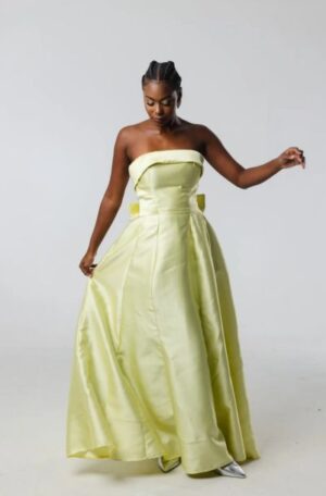Vestido Verde Lima Princesa Laço Costas
