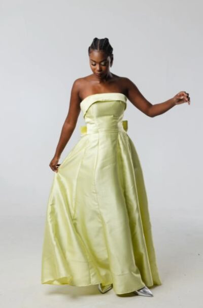 Vestido Verde Lima Princesa Laço Costas