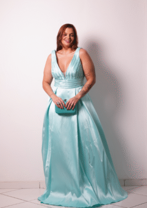 Vestido Tiffany Fitas Saia Pregas