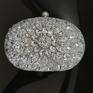Clutch Prata com Brilho e Pedras