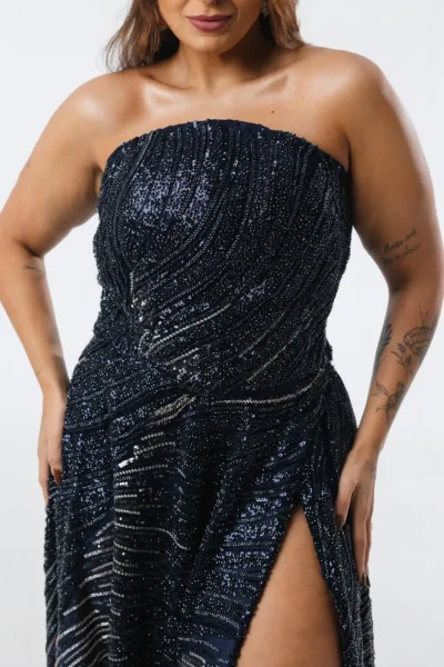 Vestido Azul Marinho com Prata Bordado TQC - Imagem 2