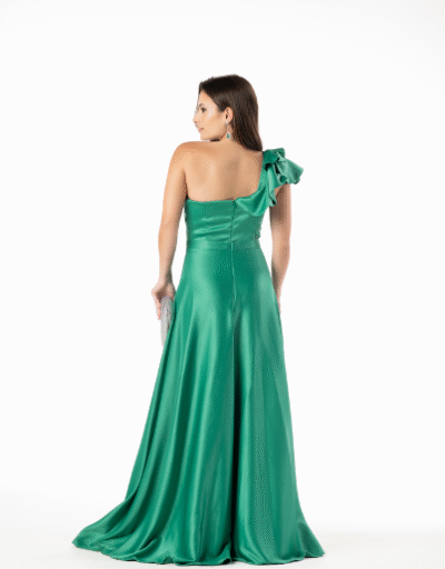 Vestido Verde Bandeira Drapeado e Babado - Imagem 2